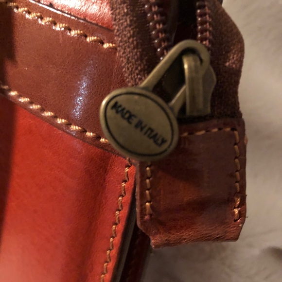 NWOT Spectacular Made in Florence Italy; orange toned leather tote. - Picture 10 of 11